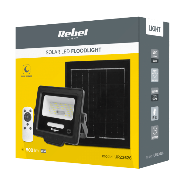 Reflektor solarny Rebel 60 W sterowany pilotem