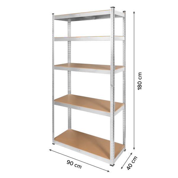Regał metalowy magazynowy 180x90x40 srebrny Rebel