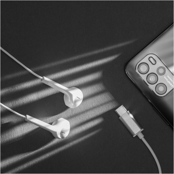 Słuchawki douszne z mikrofonem na USB-C Kruger&Matz C2 białe