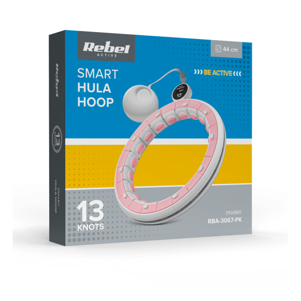Smart Hula Hop odchudzające koło z licznikiem, wypustkami i obciążeniem 50cm, różowe, REBEL ACTIVE