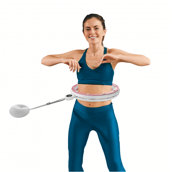 Smart Hula Hop odchudzające koło z licznikiem, wypustkami i obciążeniem 50cm, różowe, REBEL ACTIVE