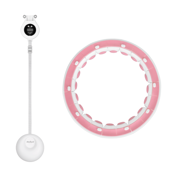 Smart Hula Hop odchudzające koło z licznikiem, wypustkami i obciążeniem 50cm, różowe, REBEL ACTIVE