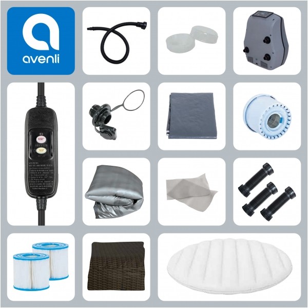 Spa ogrodowe, basen pompowany, hydromasaż AVENLI NICE 6 osobowe 204x70 brąz