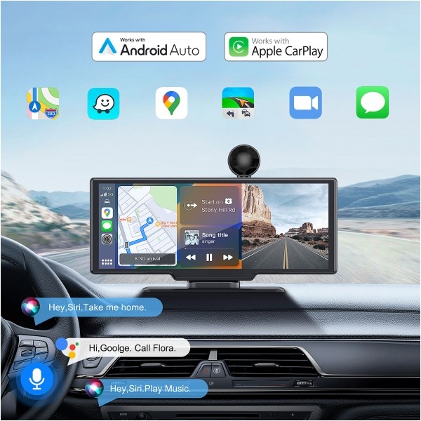 Stacja multimedialna 10" Android Auto Apple Carplay z DVR i kamerą cofania Kruger&Matz