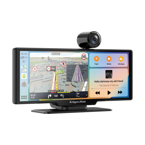 Stacja multimedialna 10" Android Auto Apple Carplay z DVR i kamerą cofania Kruger&Matz