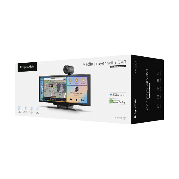 Stacja multimedialna 10" Android Auto Apple Carplay z DVR i kamerą cofania Kruger&Matz