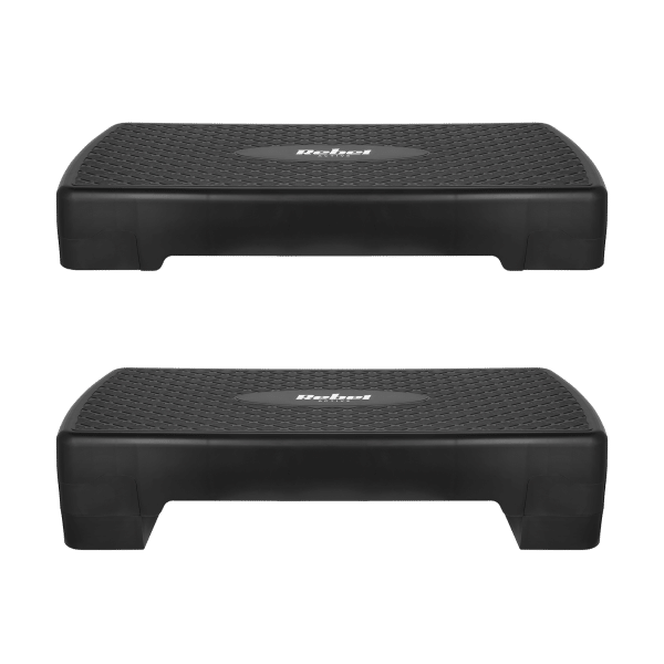 Step do aerobiku i ćwiczeń fitness, 2 stopnie, 68cm, czarny, REBEL ACTIVE