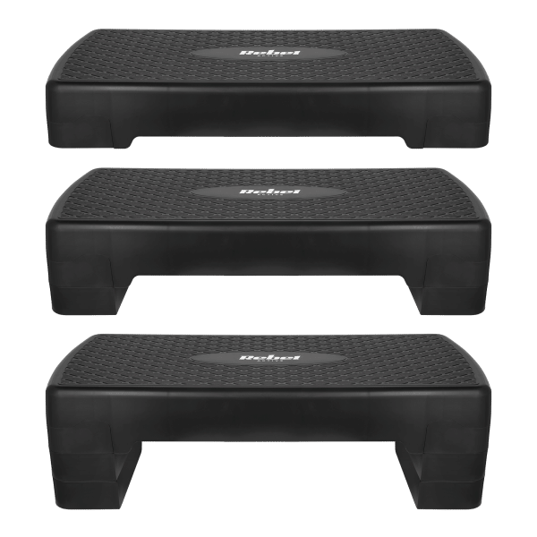 Step do aerobiku i ćwiczeń fitness, 3 stopnie, 68cm, czarny, REBEL ACTIVE