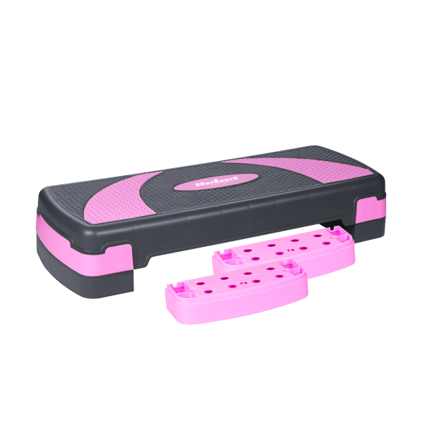 Step do aerobiku i ćwiczeń fitness, 3 stopnie, 78cm, szaro-fioletowy, REBEL ACTIVE