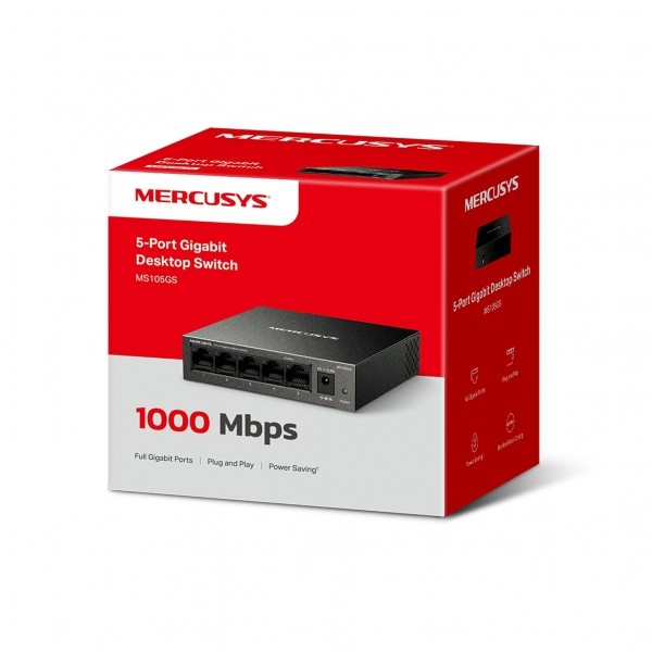 Switch Mercusys MS105GS, 5 portów RJ45 10/100/1000 Mbps Gigabit