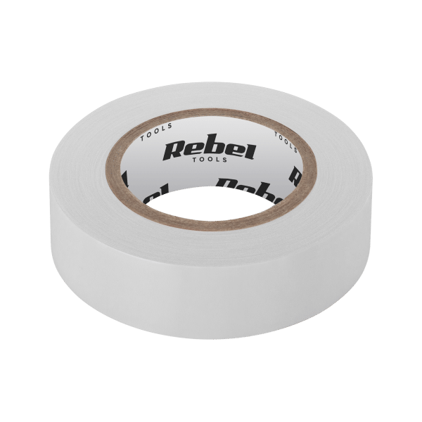 Taśma izolacyjna klejąca REBEL (0,13 mm x 19 mm x 10 yd) biała