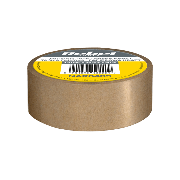 Taśma pakowa papierowa kraft REBEL (120mic x 48 mm x 50 m)