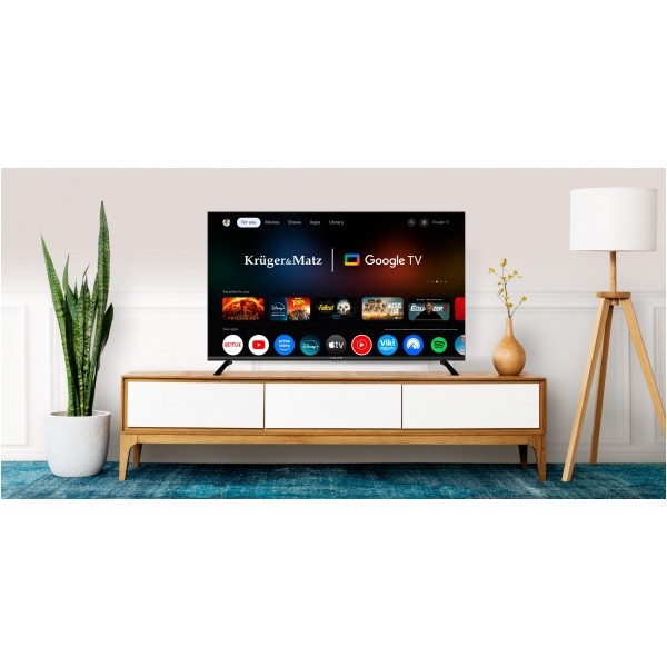 Telewizor Kruger&Matz 43" FHD Google TV, DVB-T2/S2/T/C H.265 HEVC