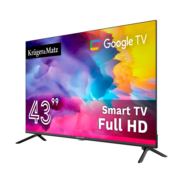 Telewizor Kruger&Matz 43" FHD Google TV, DVB-T2/S2/T/C H.265 HEVC