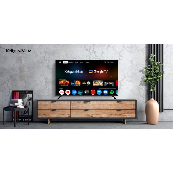 Telewizor Kruger&Matz 43" FHD Google TV, DVB-T2/S2/T/C H.265 HEVC