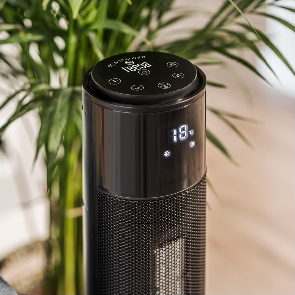 Termowentylator kolumnowy PTC Teesa 1000/2000W z funkcją imitacji kominka (pilot)