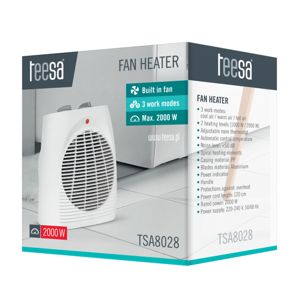 Termowentylator TEESA 1000/2000W (zabezpieczenie przed przegrzaniem)