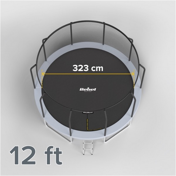 Trampolina REBEL Active PRO 12ft/366 cm, siatka, drabinka