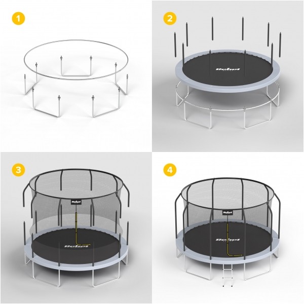 Trampolina REBEL Active PRO 12ft/366 cm, siatka, drabinka