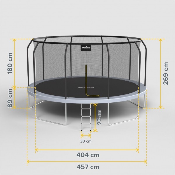 Trampolina Rebel Active PRO 15ft/457 cm, siatka, drabinka