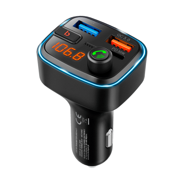 Transmiter samochodowy FM z funkcją bluetooth (2x USB + USB-C)