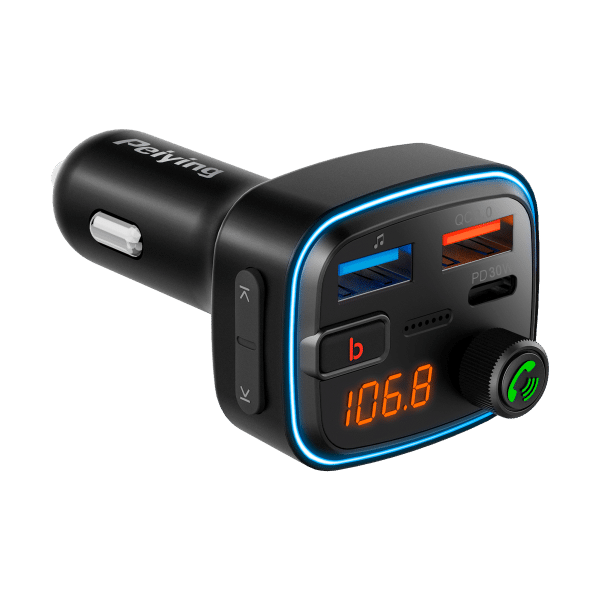 Transmiter samochodowy FM z funkcją bluetooth (2x USB + USB-C)