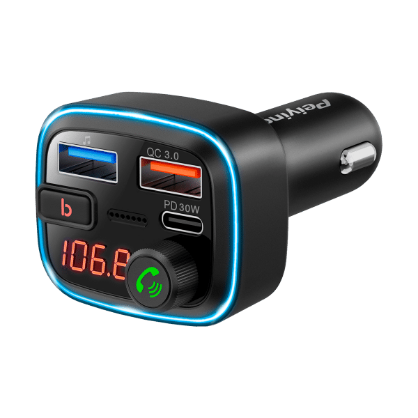 Transmiter samochodowy FM z funkcją bluetooth (2x USB + USB-C)