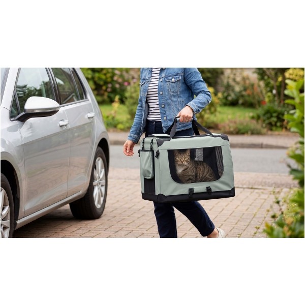 Transporter, składana torba transportowa, rozmiar XXL 90x61x65 cm , szara, REBEL ANIMALS