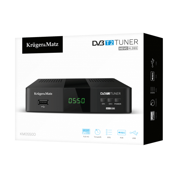 Tuner DVB-T2 H.265 HEVC Kruger&Matz