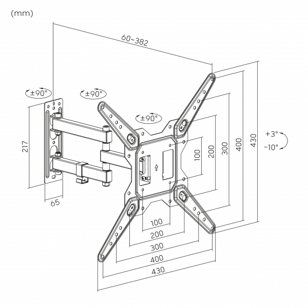 Uchwyt do ściany 23-55 cali czarny LPA51-443 (regulacja w pionie i w poziomie)