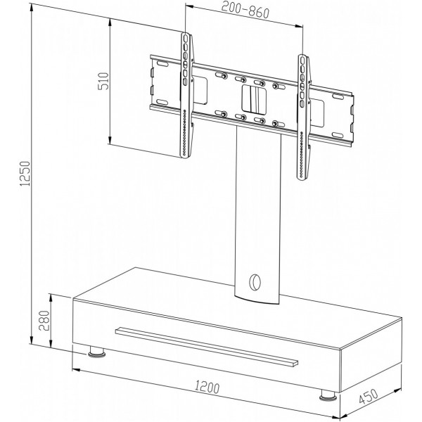 Uchwyt-stojak do LCD/Plasmy czarny obrotowy uniwersalny do 50kg/50"