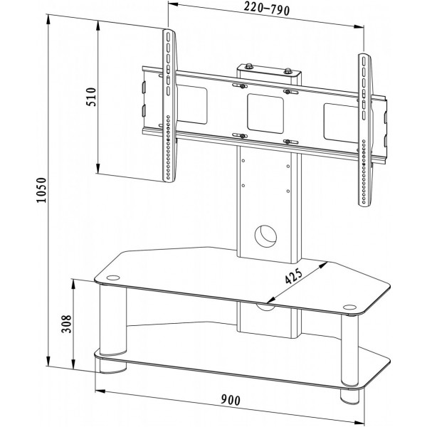 Uchwyt-stojak do LCD/Plasmy srebrny uniwersalny do 50kg/50"