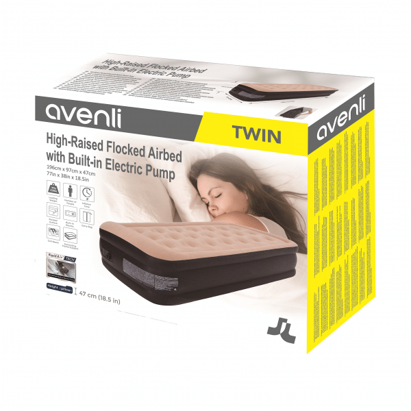 Wysoki pompowany materac AVENLI z wbudowaną pompką 196x97x47