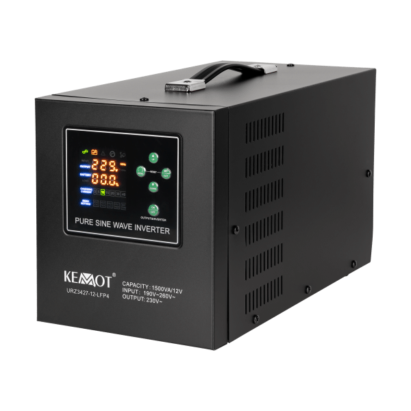 Zasilacz awaryjny KEMOT PROsinus-1500-LFP4 przetwornica z czystym przebiegiem sinusoidalnym i funkcją ładowania 12V 230V 1500VA/1050W