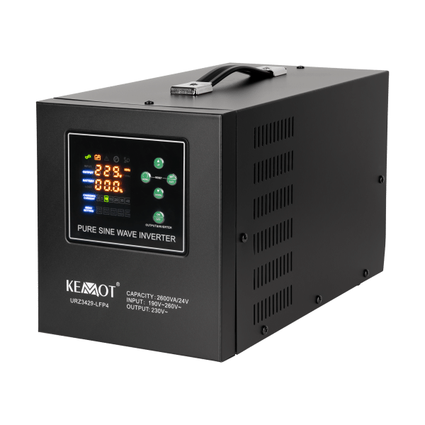 Zasilacz awaryjny KEMOT PROsinus-2600/24-LFP4 przetwornica z czystym przebiegiem sinusoidalnym i funkcją ładowania 24V 230V 2600VA/1800W