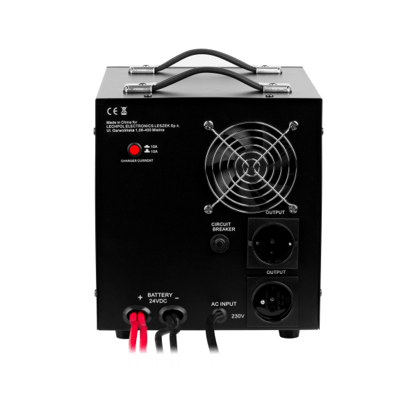 Zasilacz awaryjny KEMOT PROsinus-2600/24 przetwornica z czystym przebiegiem sinusoidalnym i funkcją ładowania 24V 230V 2600VA/1800W - kolor czarny