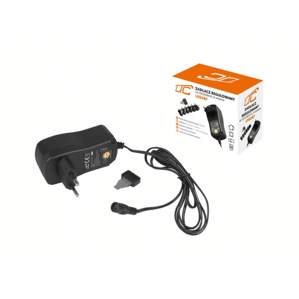 Zasilacz regulowany 3 V-12 V/2000 mA, 6 wtyków LXG287