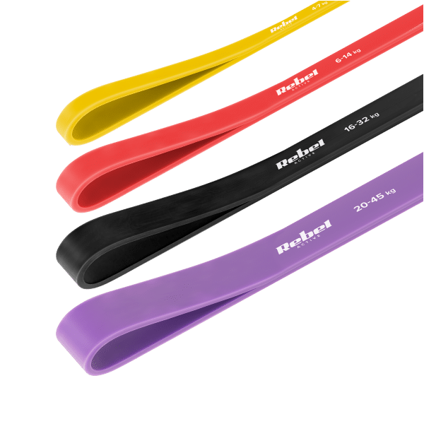 Zestaw gum do ćwiczeń TPE - Power Band PT-S7, 4-82 kg, 7 gum TPE, REBEL ACTIVE
