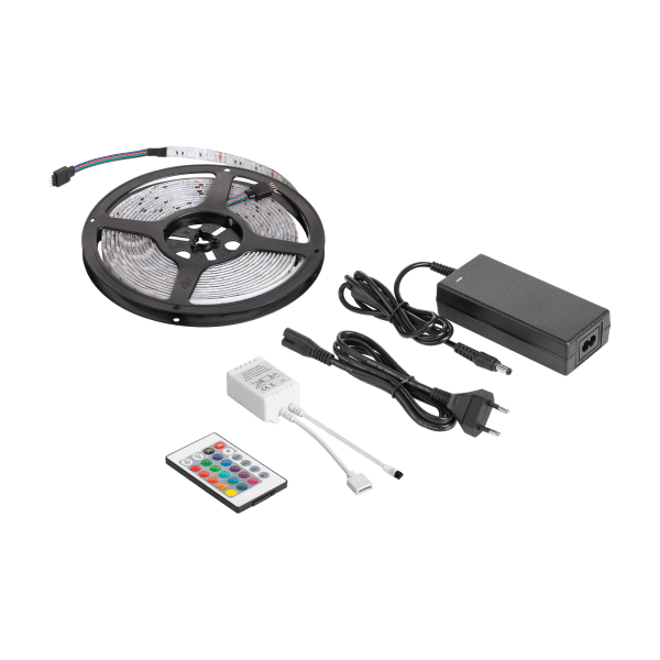 Zestaw oświetleniowy LED (sznur LED RGB, kontroler kolorów, zasilacz)
