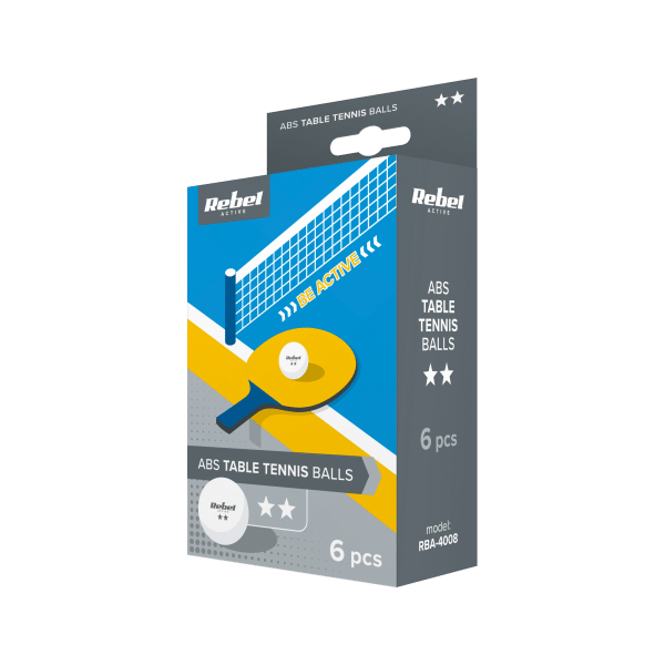 Zestaw piłeczek do tenisa stołowego * * , materiał ABS, 6 szt, REBEL ACTIVE