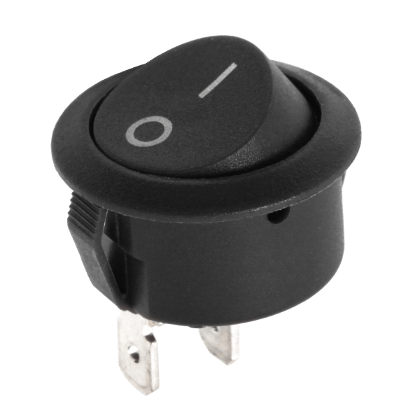 Złącze przełącznik kołyskowy okrągły R5 0-1 czarny 6A/250V LX3049C