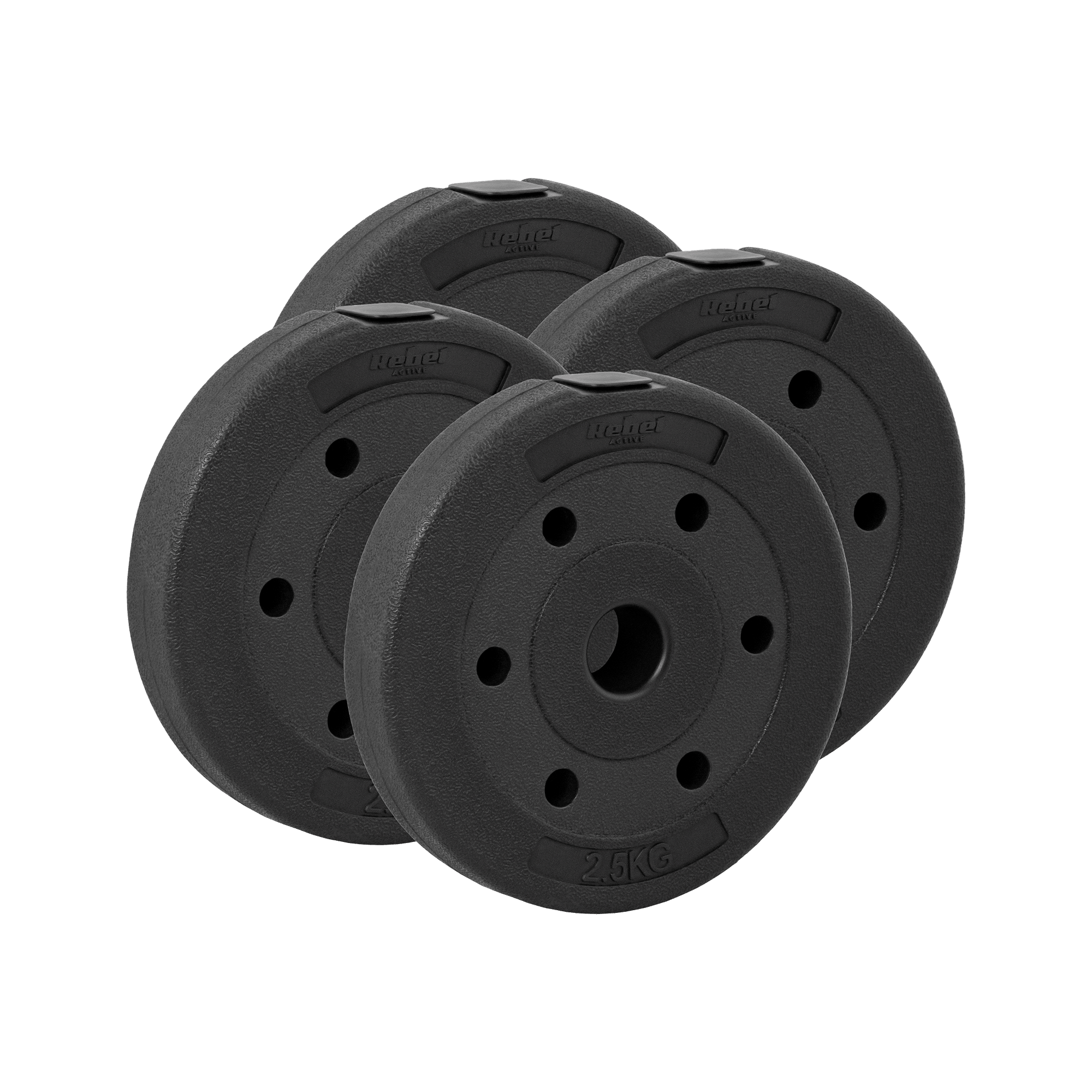 Discos 3 alças 2 unidades de borracha 2x1,25kg - 2x2,5kg - 2x5kg