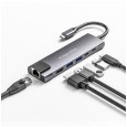 Adapter (HUB) USB typu C na HDMI/2x USB3.0/2x USB typu C/RJ45