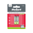 Akumulatorki REBEL AAA,400 mAh, Li-ion, 1,5V, 2szt/bl, R3, gniazdo typ C