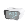 Cyfrowy zegar-budzik z ładowarką indukcyjną (biały)