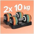 Hantle żeliwne regulowane automatycznie, zestaw 2x10 kg, skok co 1kg, REBEL ACTIVE