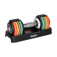 Hantle żeliwne regulowane automatycznie, zestaw 2x5 kg, skok co 1kg, REBEL ACTIVE