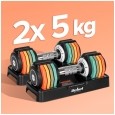 Hantle żeliwne regulowane automatycznie, zestaw 2x5 kg, skok co 1kg, REBEL ACTIVE