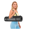 Mata gimnastyczna do ćwiczeń joga, pilates, fitness, 183x61cm, grubość 1.5cm, materiał NBR, czarna, REBEL ACTIVE