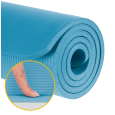 Mata gimnastyczna do ćwiczeń joga, pilates, fitness, 183x61cm, grubość 1.5cm, materiał NBR, niebieska, REBEL ACTIVE